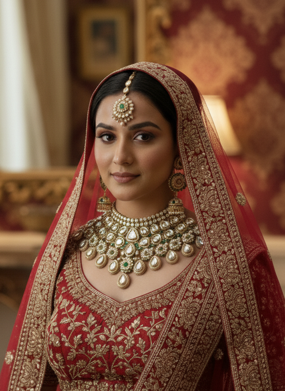 Green Nayobi Kundan Bridal Jewellery Set