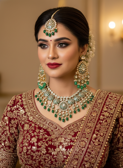 Green Samaya Kundan Bridal Jewellery Set