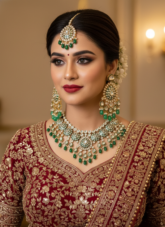 Green Samaya Kundan Bridal Jewellery Set
