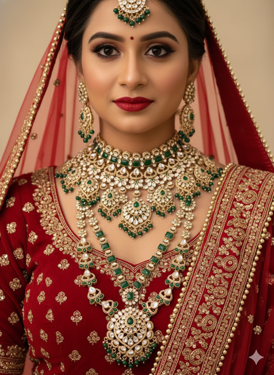 Green Saniya Kundan Bridal Jewellery Set