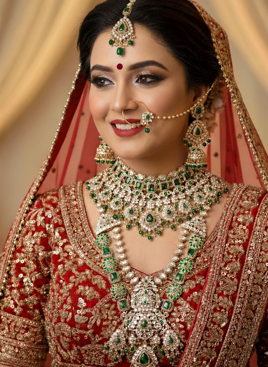 Green Shraya Kundan Bridal Jewellery Set