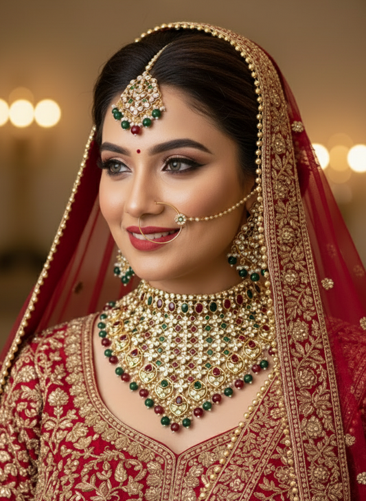 Multicolour Amly Kundan Bridal Jewellery Set