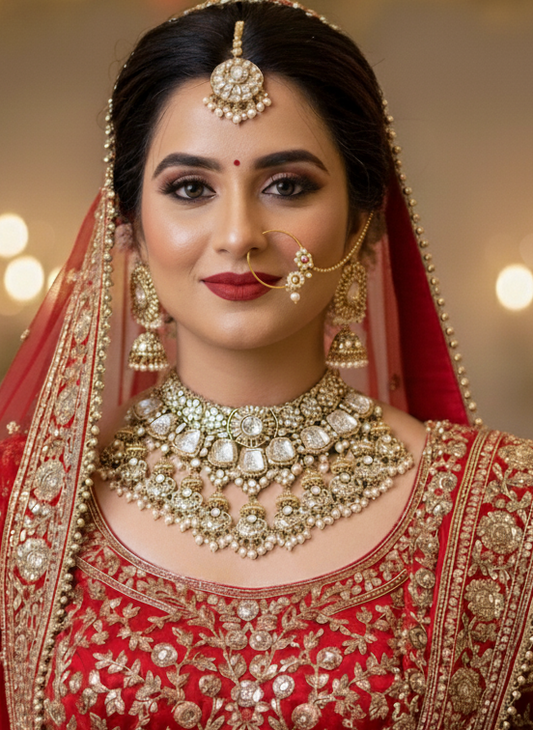 Ivory Kashiwa Kundan Bridal Jewellery Set