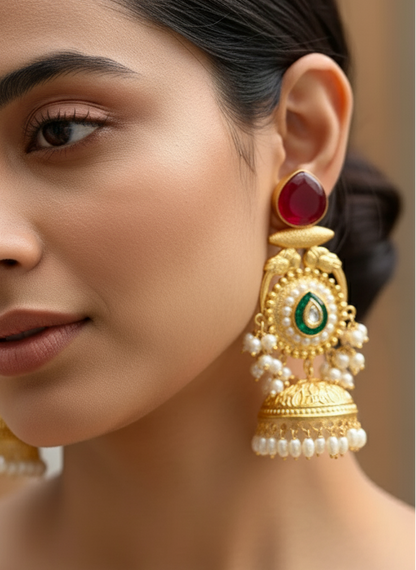Maroon Meher Kashmiri Earrings