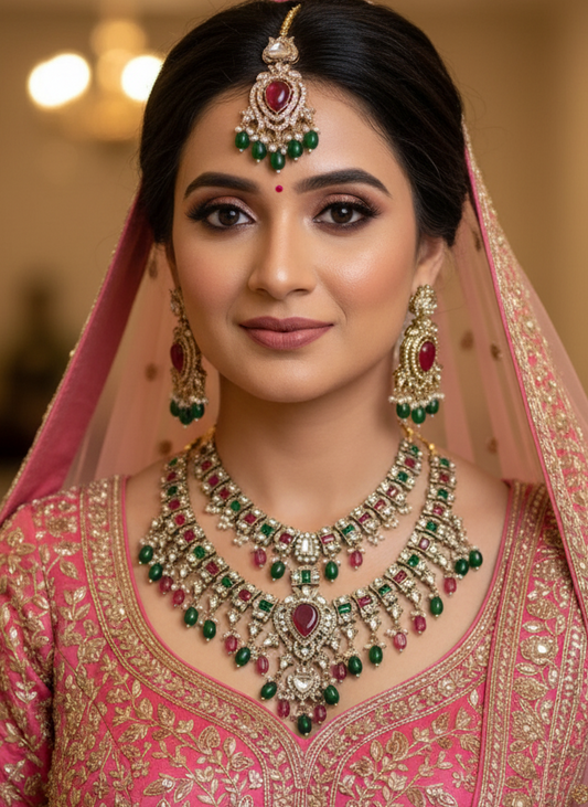 Multicolour Elara Kundan Bridal Jewellery Set