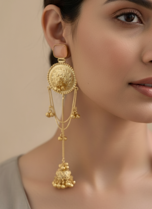 Peach Arzzo Kashmiri Earrings