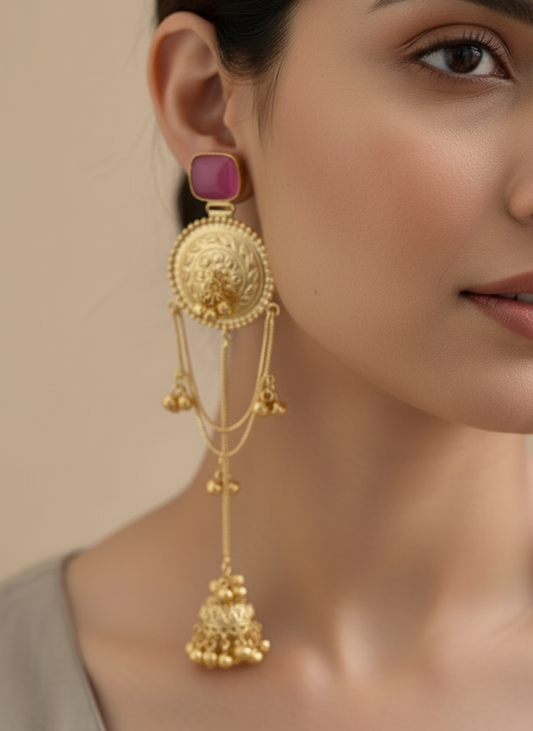 Pink Arzzo Kashmiri Earrings