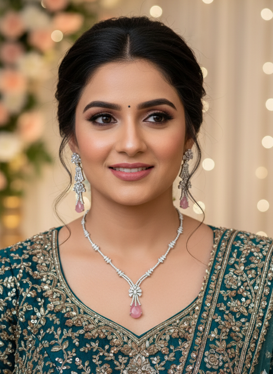 Pink Tara Zirconia Jewellery Set