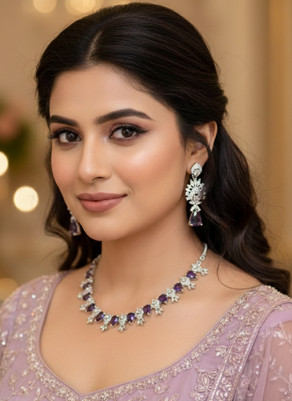 Purple Amara Zirconia Jewellery Set