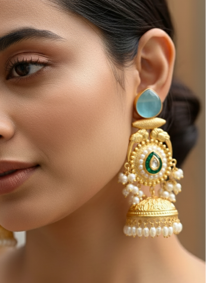 Turquoise Meher Kashmiri Earrings
