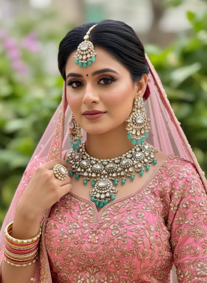 Turquoise Ravya Kundan Bridal Jewellery Set