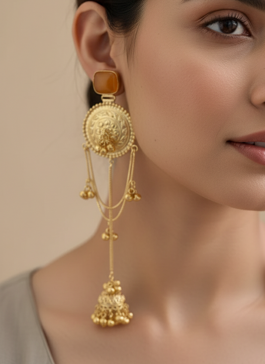 Yellow Arzzo Kashmiri Earrings