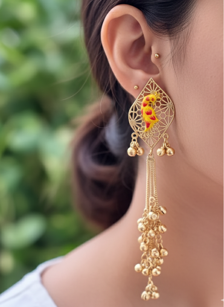Yellow Inaat Kashmiri Earrings