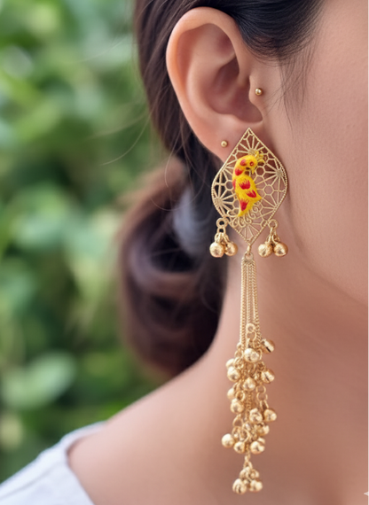 Yellow Inaat Kashmiri Earrings